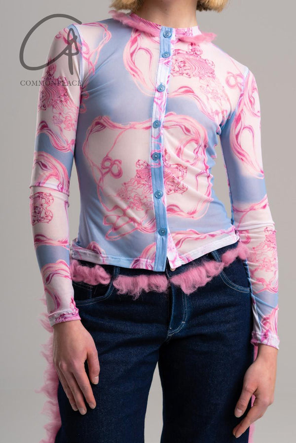 CONSTANÇA ENTRUDO Loom Monster Mesh Wool Printed Cardigan AW23_CAR01